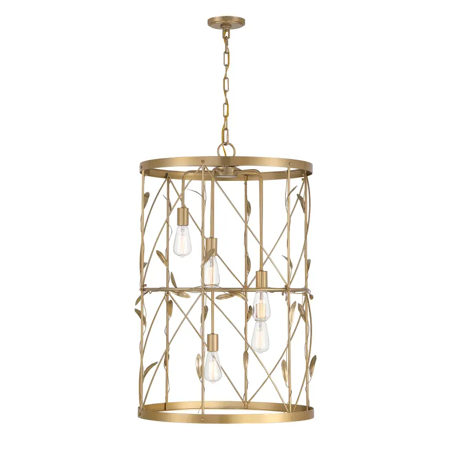 Lexington Five Light Pendant in Burnished Brass - Image 1