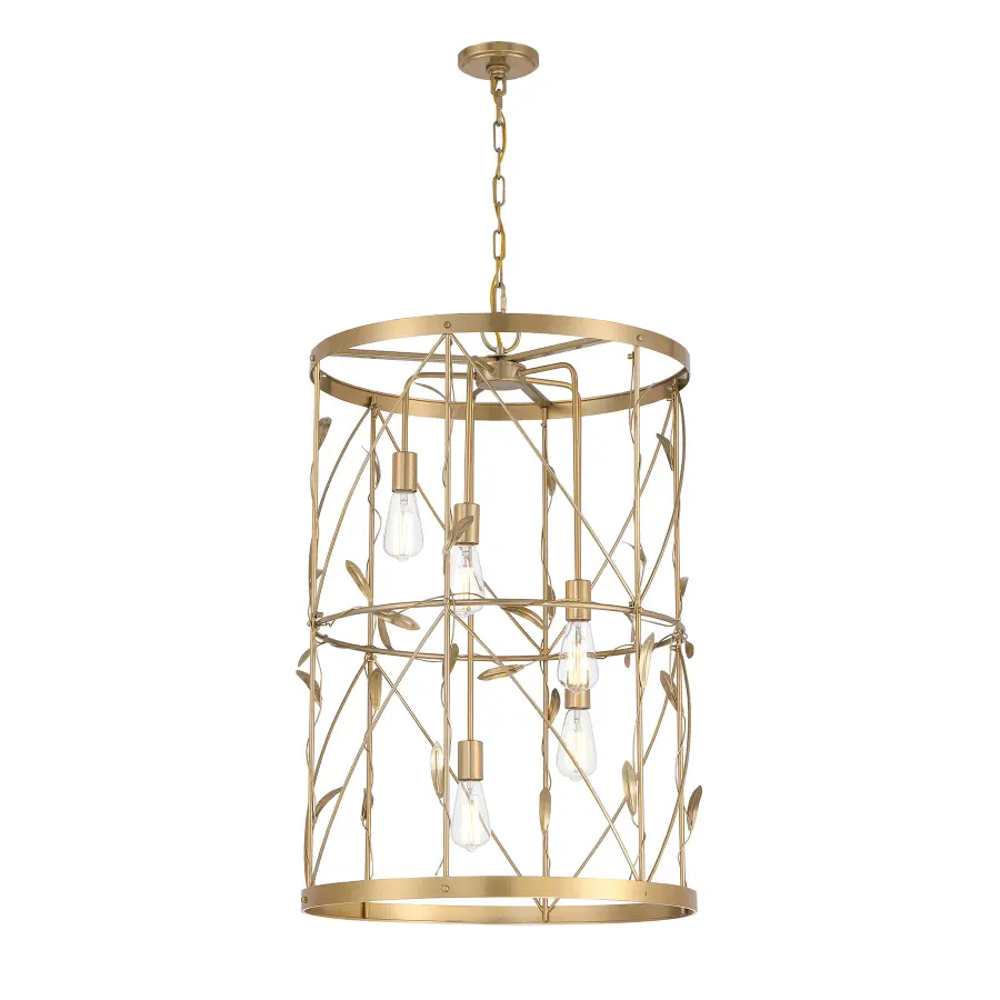 Lexington Five Light Pendant in Burnished Brass - Image 3