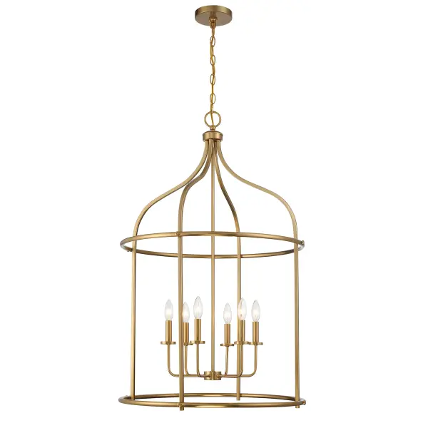 The Brookstone delivers impressive scale and warm elegance with its 26-inch width and 40-inch height. The open lantern design and Warm Brass finish create a sophisticated focal point ideal for grand foyers and large dining rooms.