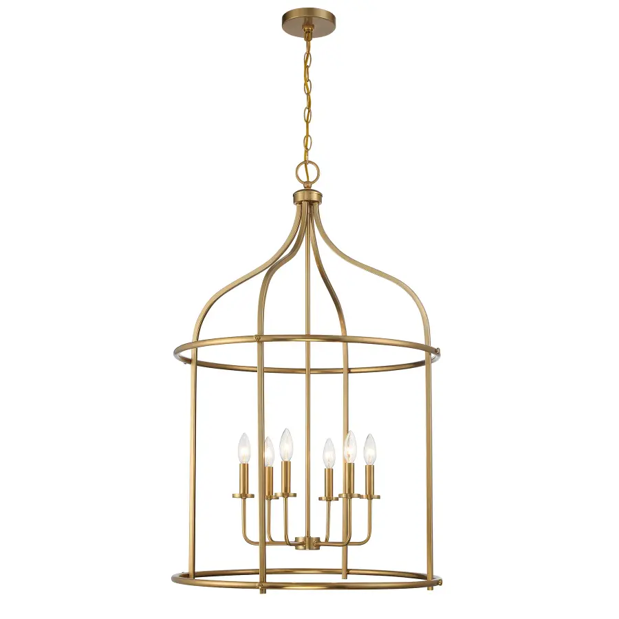 Brookstone Six Light Pendant in Warm Brass - Image 1