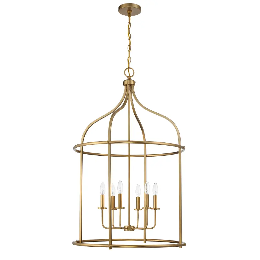 Brookstone Six Light Pendant in Warm Brass - Image 2