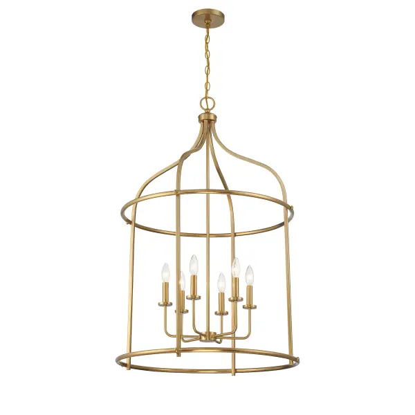 Brookstone Six Light Pendant in Warm Brass - Image 4