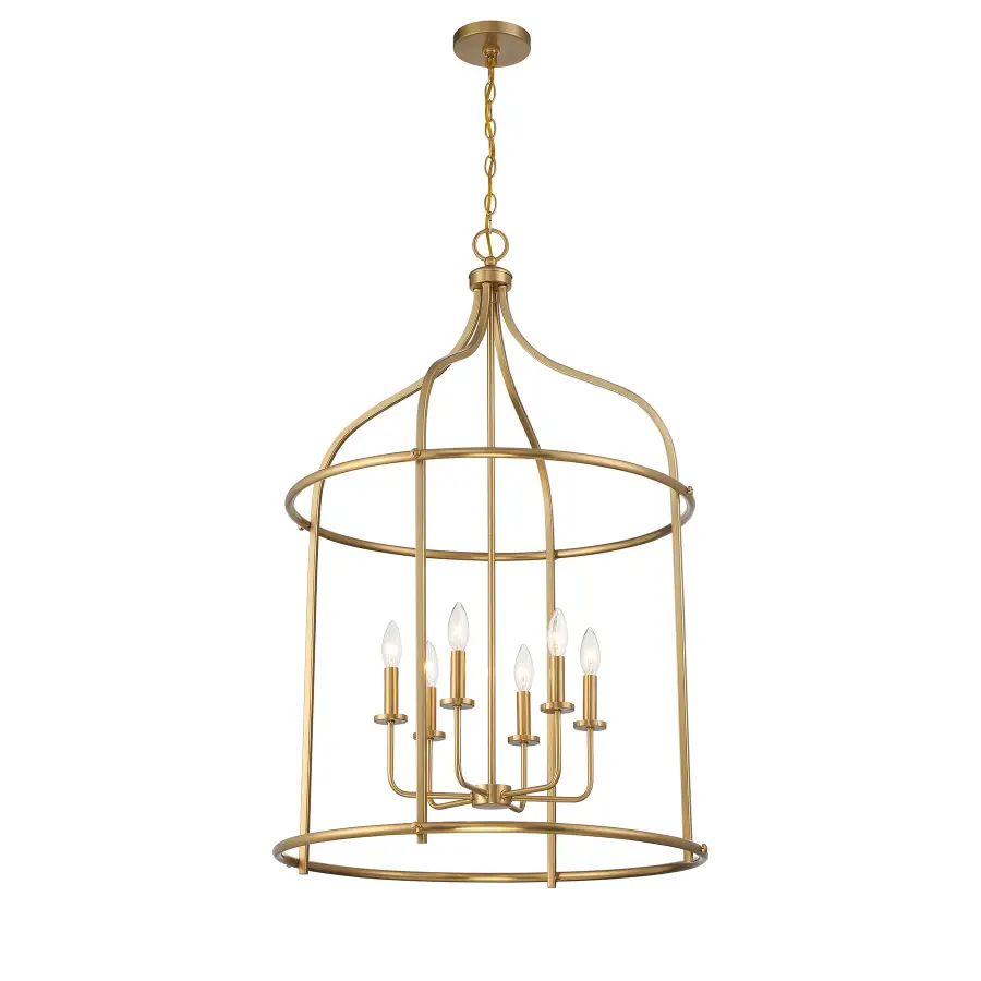 Brookstone Six Light Pendant in Warm Brass - Image 4