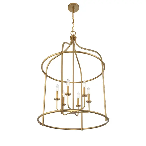 Brookstone Six Light Pendant in Warm Brass - Image 5