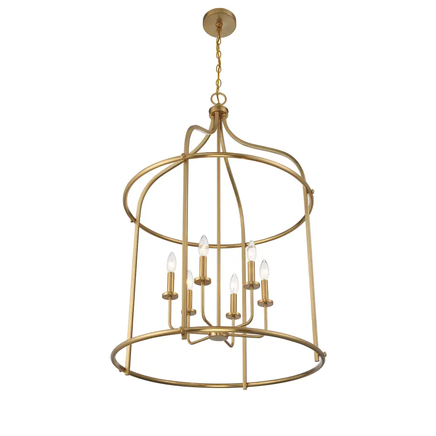 Brookstone Six Light Pendant in Warm Brass - Image 5
