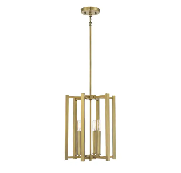 The Benson pendant combines industrial cage design with modern sophistication. Its warm brass finish adds elegance while the open framework provides visual interest without overwhelming smaller spaces.