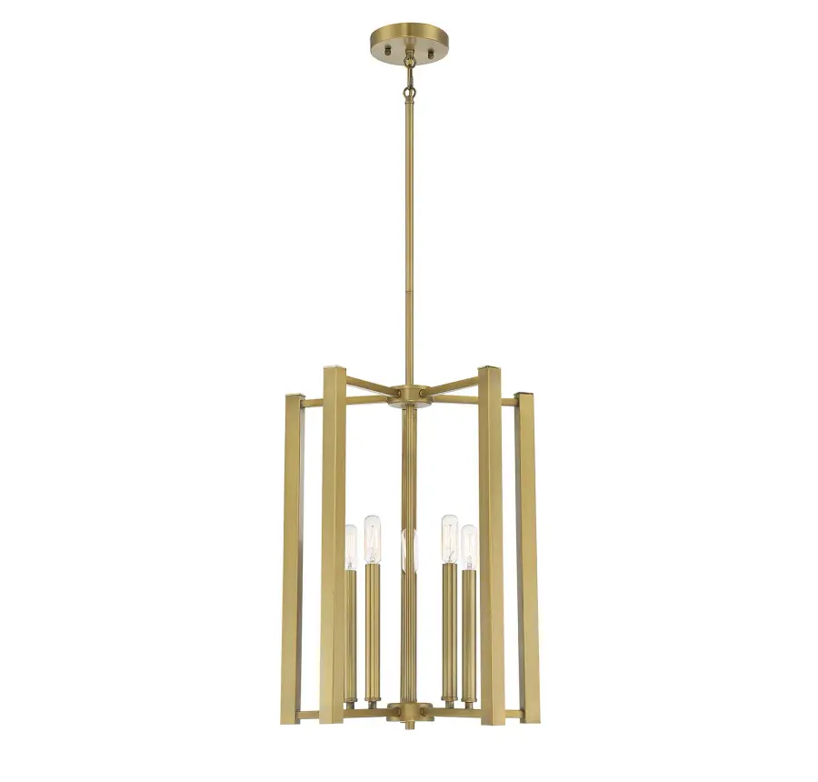 Benson Five Light Pendant in Warm Brass - Image 1