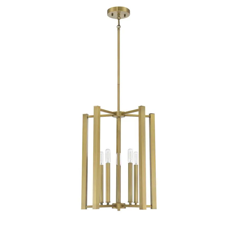 Benson Five Light Pendant in Warm Brass - Image 2