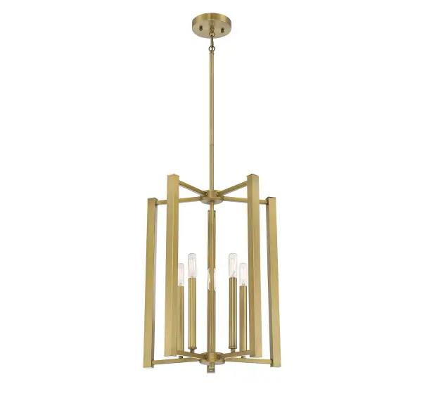 Benson Five Light Pendant in Warm Brass - Image 3