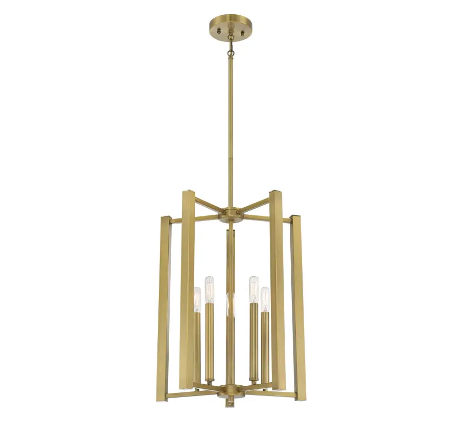 Benson Five Light Pendant in Warm Brass - Image 3