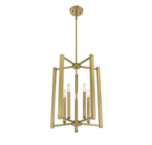 Benson Five Light Pendant in Warm Brass - Image 4