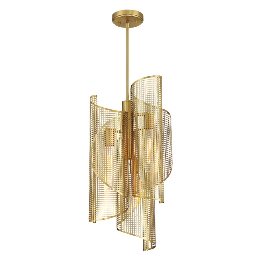 Hillbourne Three Light Pendant in Warm Brass - Image 3