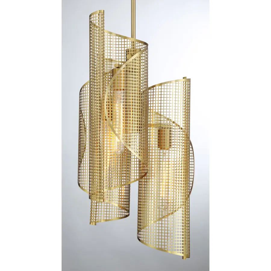 Hillbourne Three Light Pendant in Warm Brass - Image 6