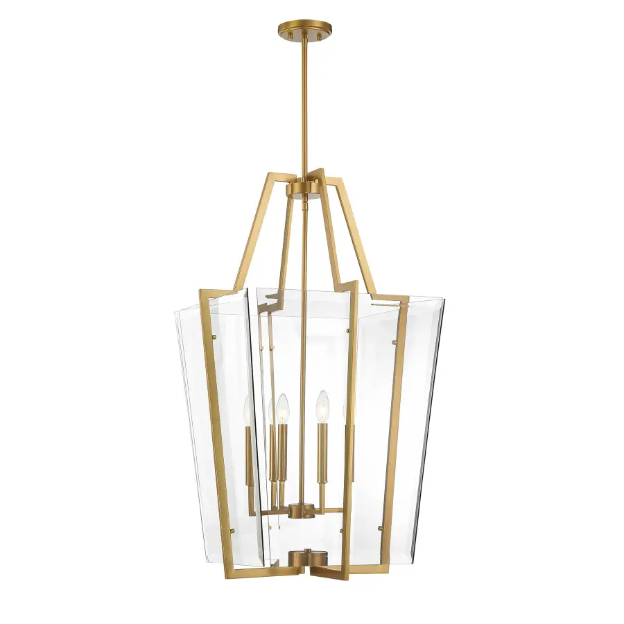 Farell Four Light Pendant in Warm Brass - Image 1