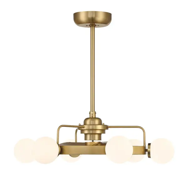 The Gibson Fan D'Lier combines retro-modern aesthetics with practical functionality. Six opal glass globes provide warm, dimmable LED light while the efficient DC motor delivers excellent airflow. Perfect for style-conscious homeowners seeking both form and function.