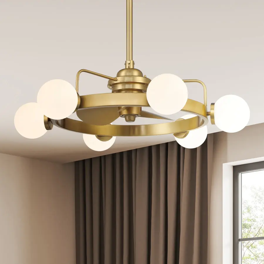 Gibson 6-Light LED Fan D'Lier in Warm Brass - Image 7