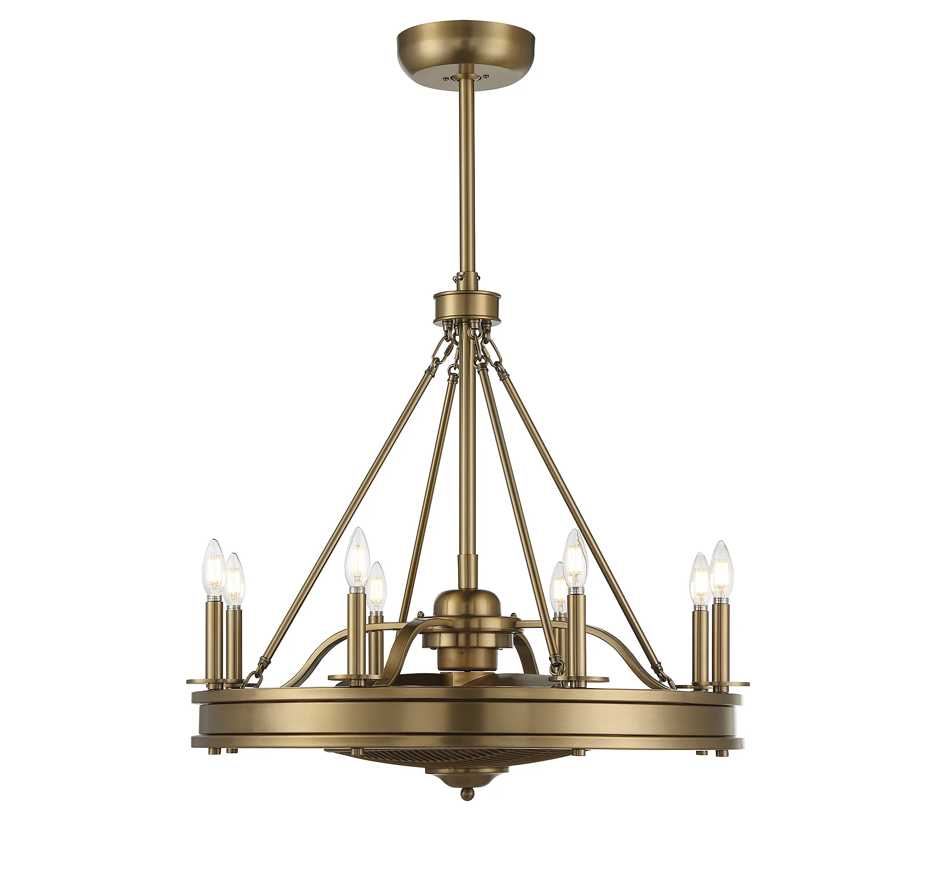 Lyon 8-Light Fan D'Lier in Warm Brass