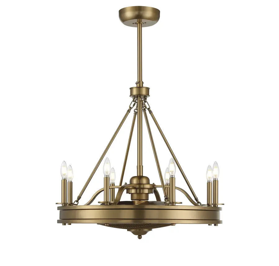 Lyon 8-Light Fan D'Lier in Warm Brass - Image 1