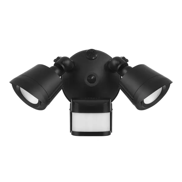 This dual-head LED flood light combines energy efficiency with intelligent motion detection, offering 270-degree coverage and bright 3000K illumination. Perfect for enhancing security and convenience in outdoor spaces. - alternate view