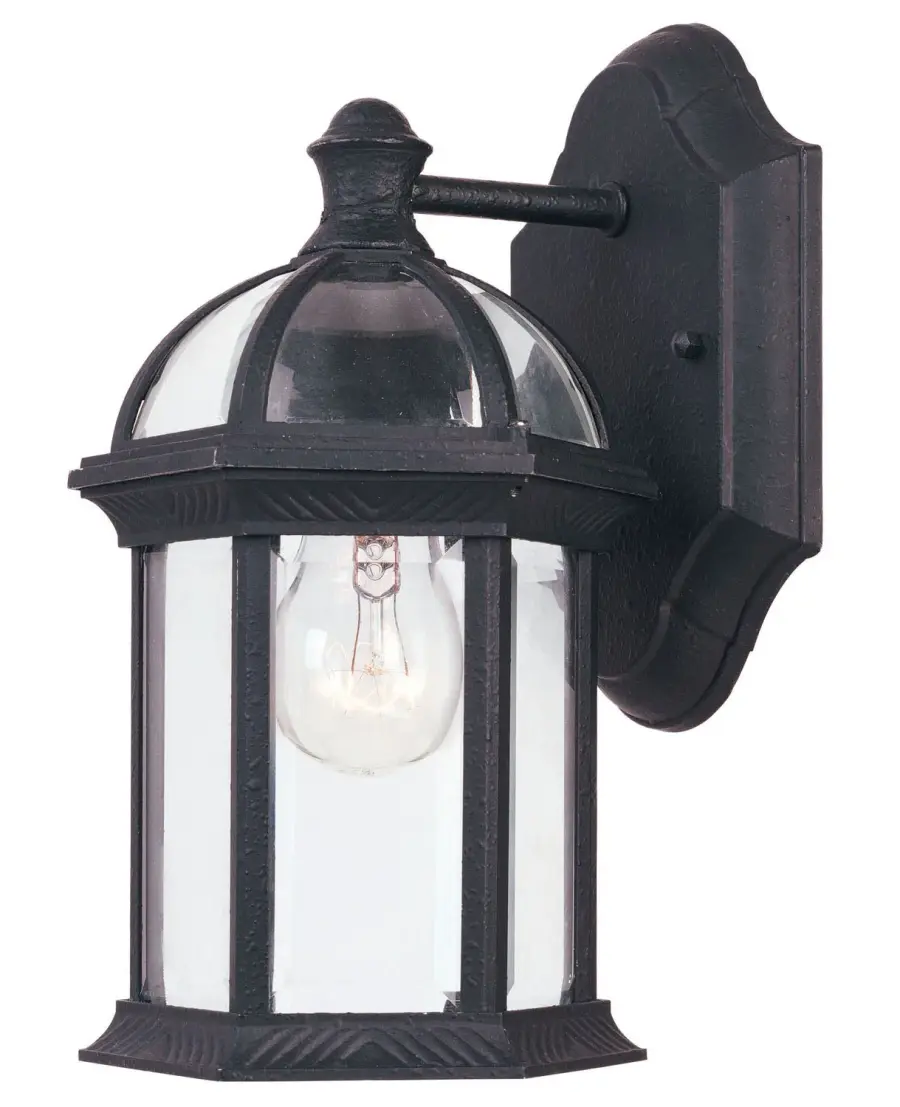 Kensington One Light Outdoor Wall Lantern in Textured Black - Image 1