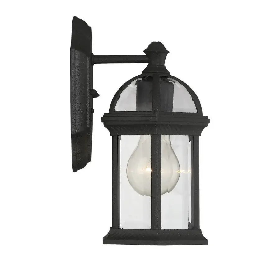 Kensington 1-Light Outdoor Wall Lantern in Textured Black - Image 5