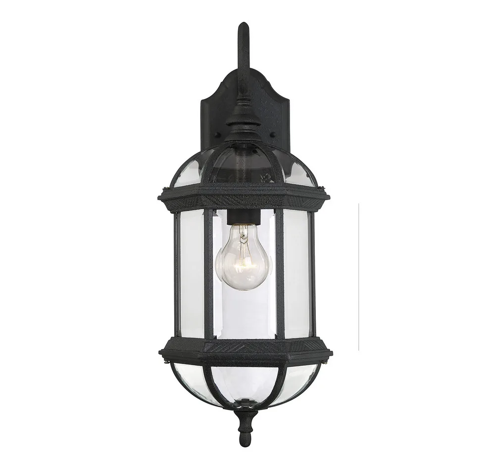 Kensington One Light Outdoor Wall Lantern in Textured Black