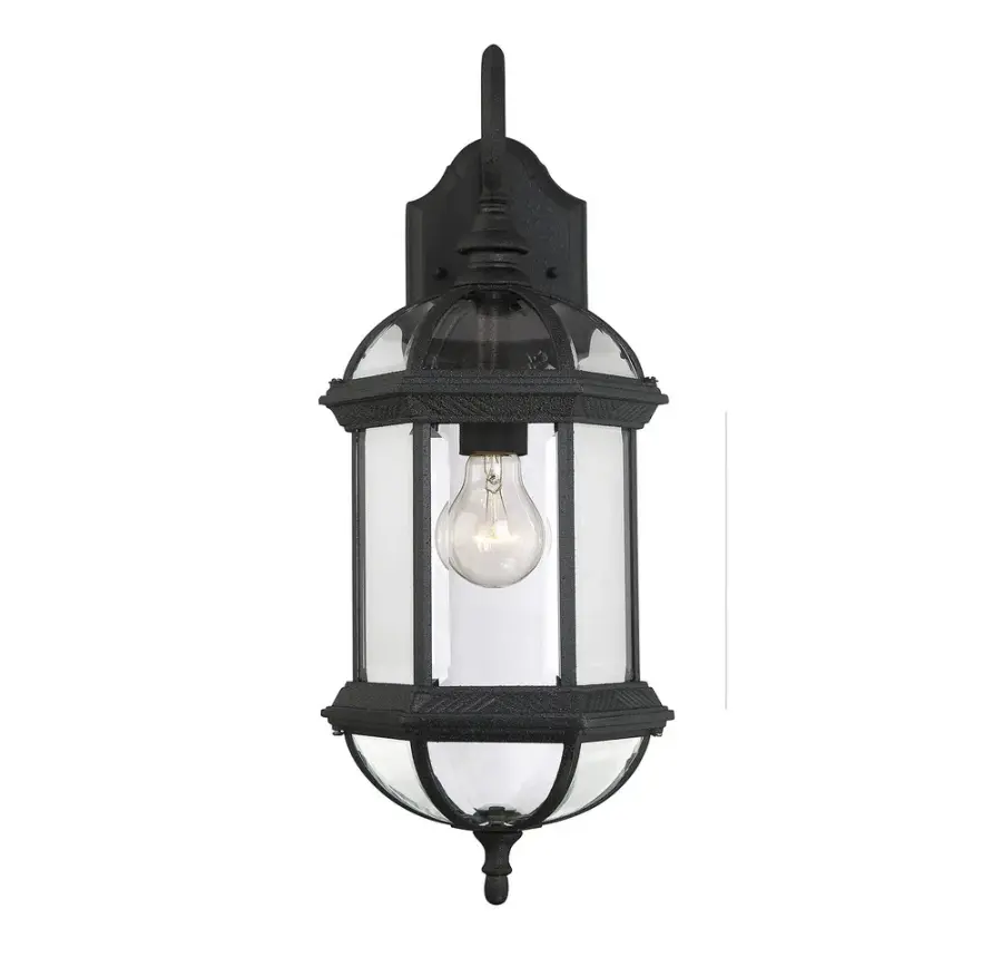 Kensington 1-Light Outdoor Wall Lantern in Textured Black - Image 1