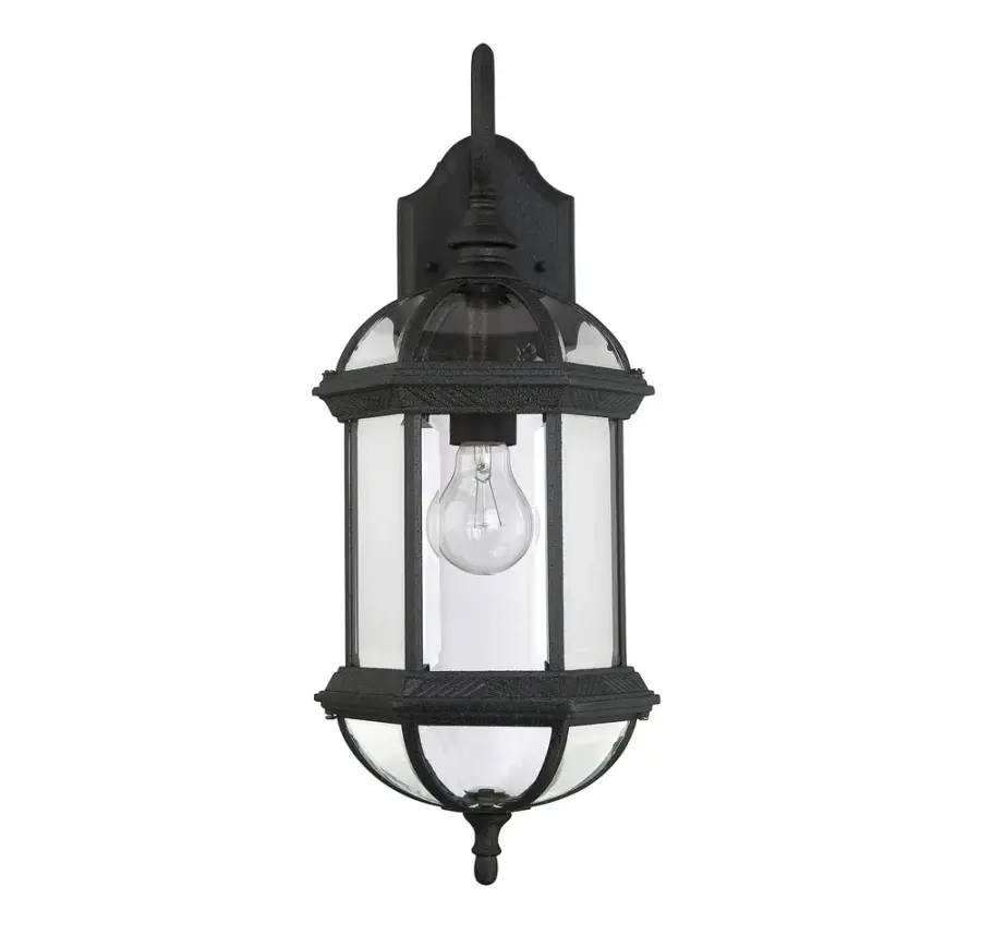 Kensington 1-Light Outdoor Wall Lantern in Textured Black - Image 2