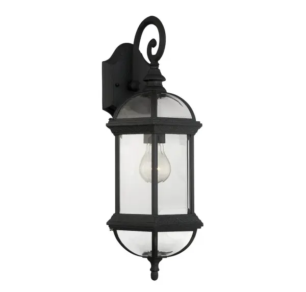 Kensington 1-Light Outdoor Wall Lantern in Textured Black - Image 3
