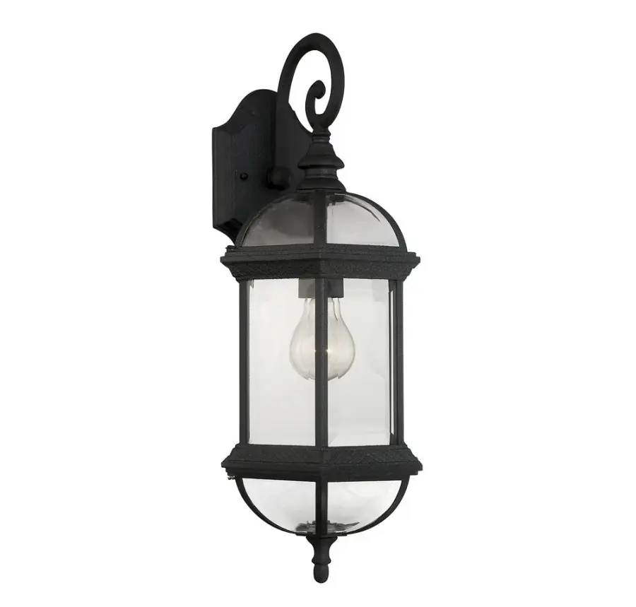 Kensington 1-Light Outdoor Wall Lantern in Textured Black - Image 3