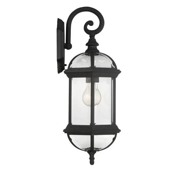 Kensington 1-Light Outdoor Wall Lantern in Textured Black - Image 5