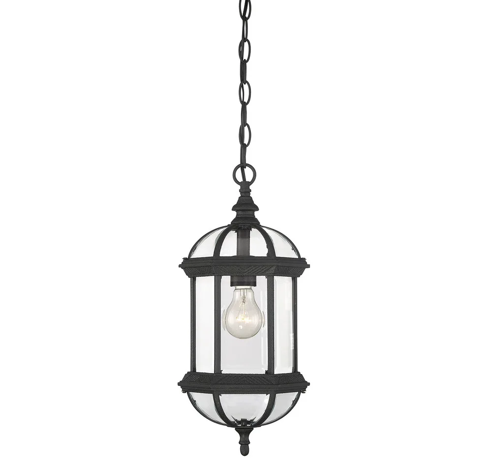 Kensington One Light Hanging Lantern in Textured Black