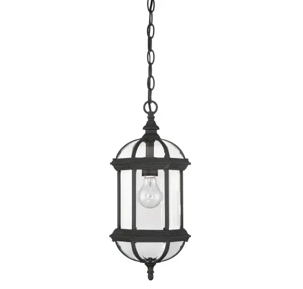 Kensington 1-Light Outdoor Hanging Lantern in Textured Black - alternate view