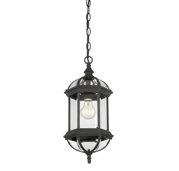 Kensington 1-Light Outdoor Hanging Lantern in Textured Black - Image 3