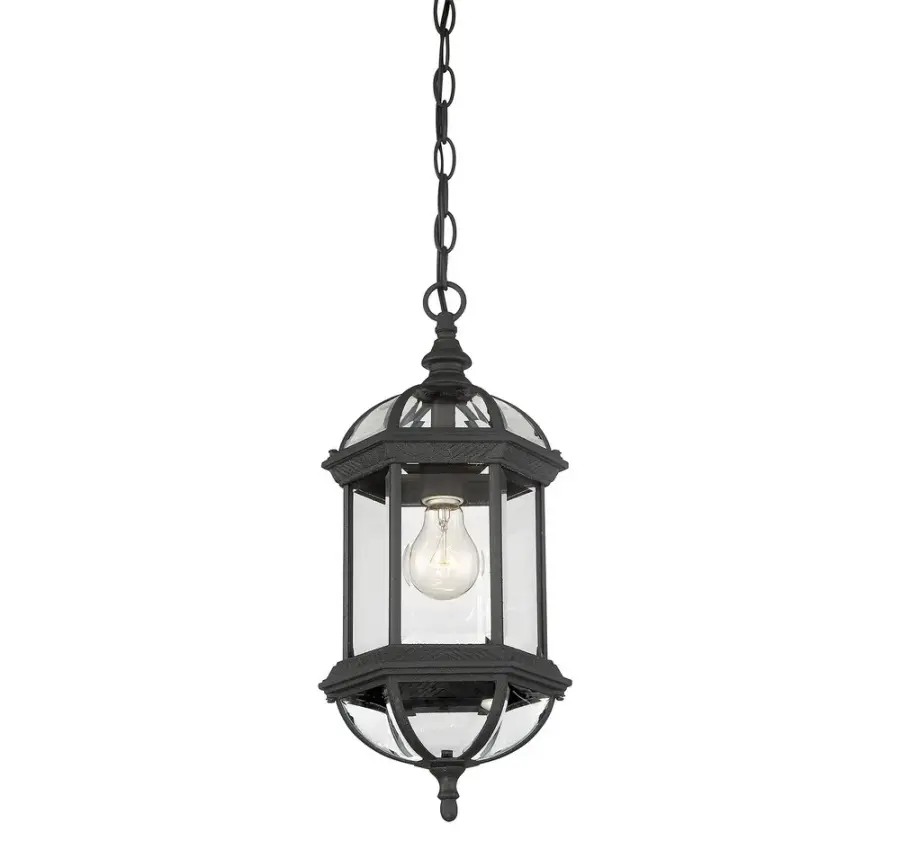 Kensington 1-Light Outdoor Hanging Lantern in Textured Black - Image 3