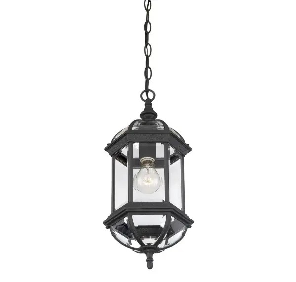 Kensington 1-Light Outdoor Hanging Lantern in Textured Black - Image 4