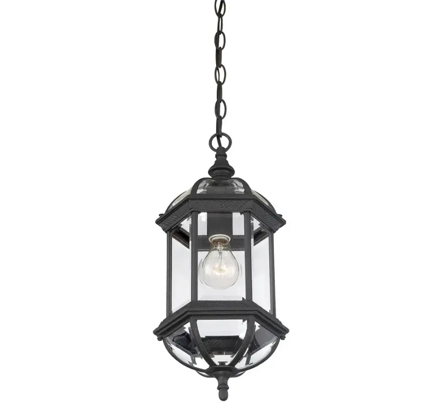 Kensington 1-Light Outdoor Hanging Lantern in Textured Black - Image 4