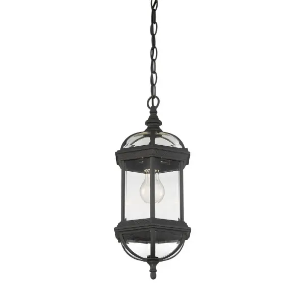 Kensington 1-Light Outdoor Hanging Lantern in Textured Black - Image 6