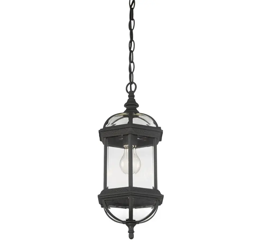 Kensington 1-Light Outdoor Hanging Lantern in Textured Black - Image 6