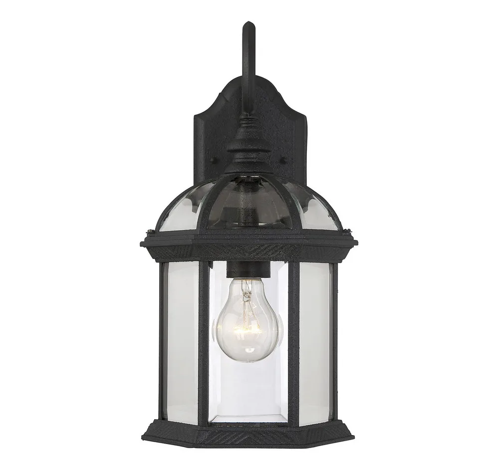Kensington One Light Outdoor Wall Lantern in Textured Black