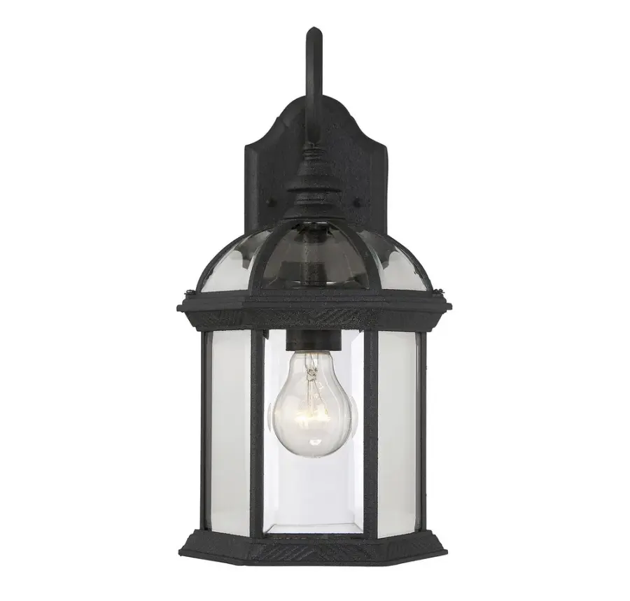 Kensington 1-Light Outdoor Wall Lantern in Textured Black - Image 1