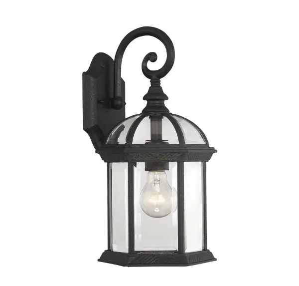 Kensington 1-Light Outdoor Wall Lantern in Textured Black - Image 4