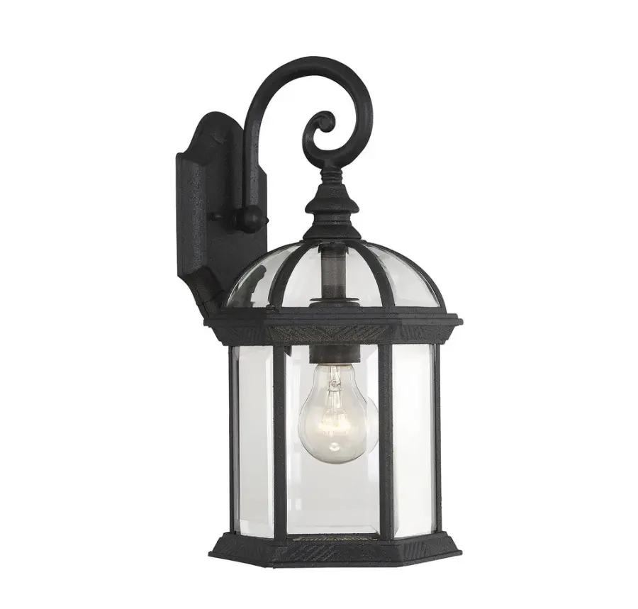 Kensington 1-Light Outdoor Wall Lantern in Textured Black - Image 4