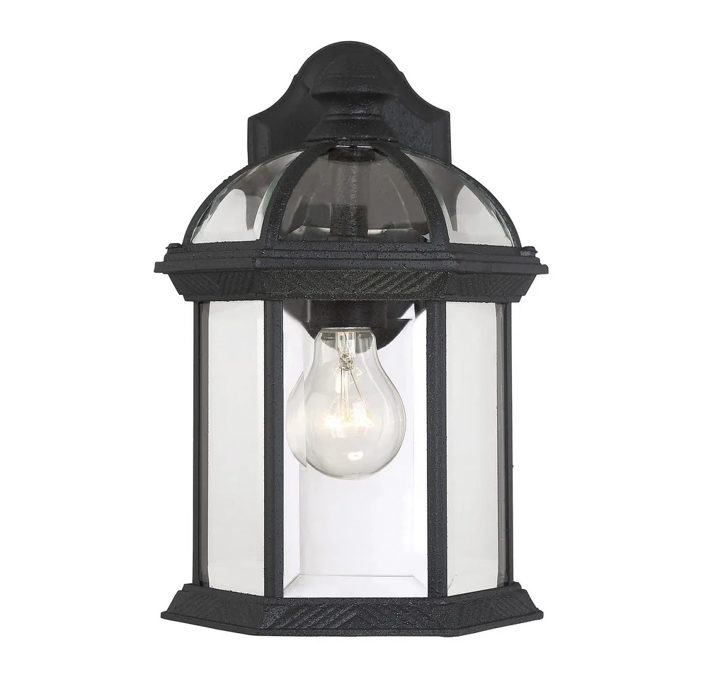 Kensington One Light Outdoor Wall Lantern in Textured Black