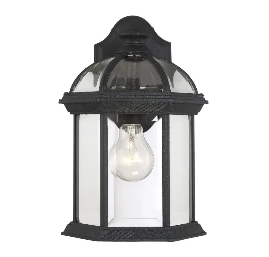 Kensington 1-Light Outdoor Wall Lantern in Textured Black - Image 1