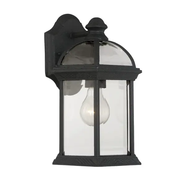 Kensington 1-Light Outdoor Wall Lantern in Textured Black - Image 3