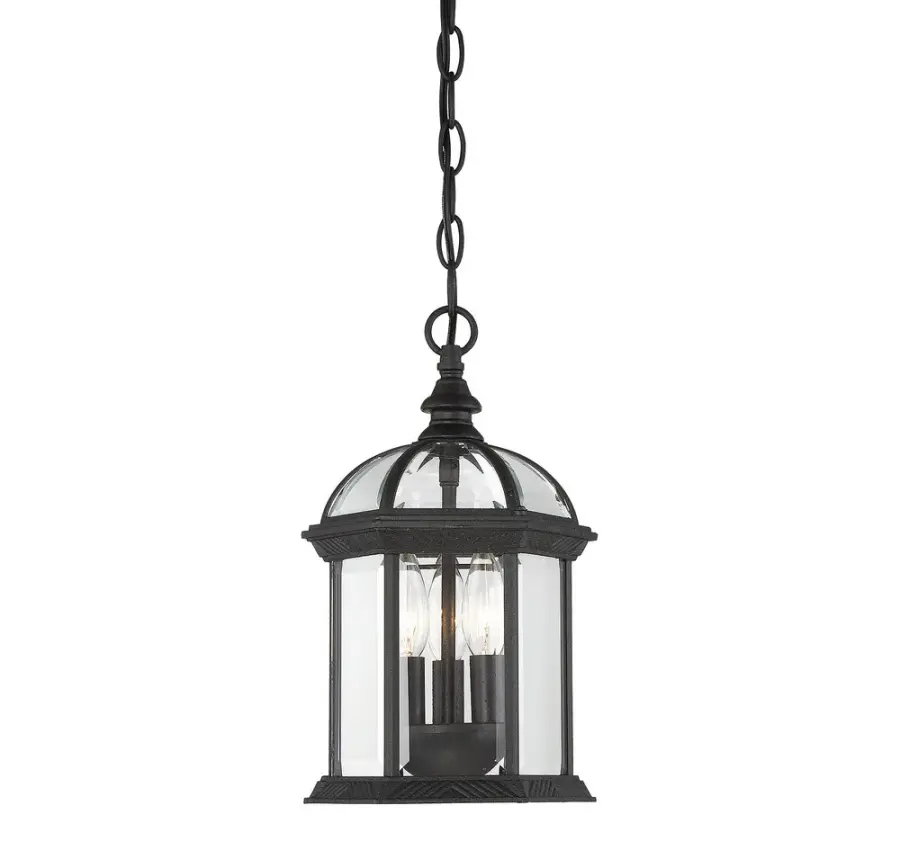 Kensington 3-Light Outdoor Hanging Lantern in Textured Black - Image 1