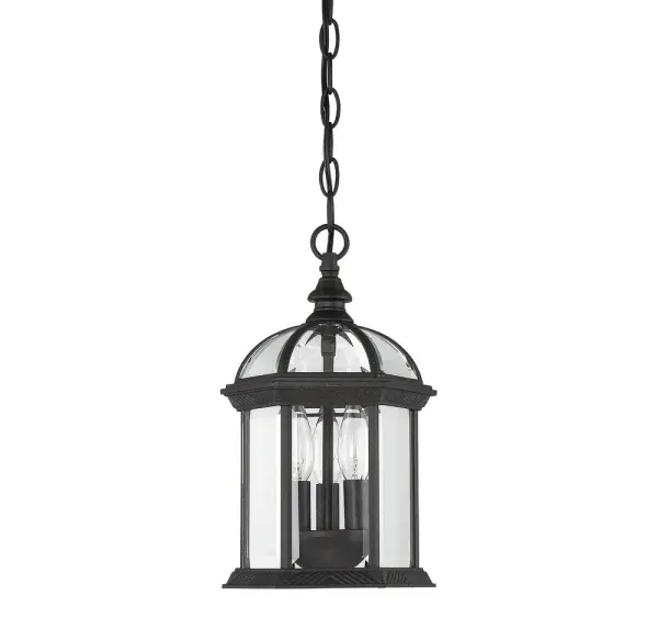 Kensington 3-Light Outdoor Hanging Lantern in Textured Black - alternate view