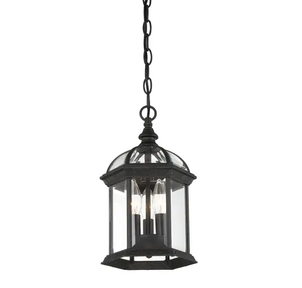 Kensington 3-Light Outdoor Hanging Lantern in Textured Black - Image 3