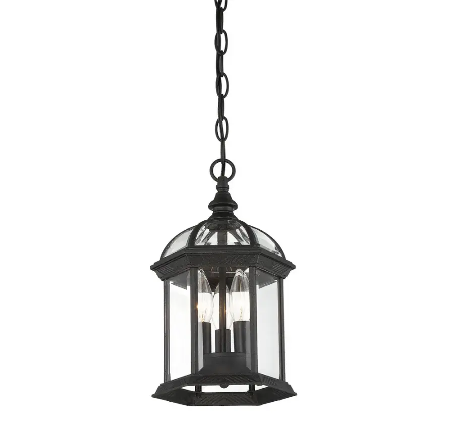 Kensington 3-Light Outdoor Hanging Lantern in Textured Black - Image 3